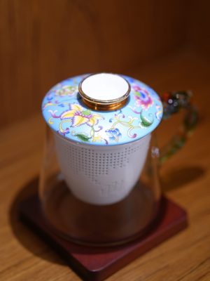 Imperial Palace Porcelain Infuser Tea Mug with Dragon Handle – Premium Heat-Resistant Glass Cup with Ceramic Filter & Lid for Loose Leaf Tea & Office Wellness
