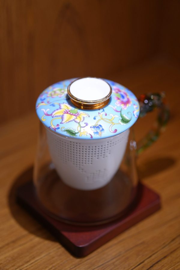 Imperial Palace Porcelain Infuser Tea Mug with Dragon Handle – Premium Heat-Resistant Glass Cup with Ceramic Filter & Lid for Loose Leaf Tea & Office Wellness