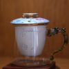 Imperial Palace Porcelain Infuser Tea Mug with Dragon Handle – Premium Heat-Resistant Glass Cup with Ceramic Filter & Lid for Loose Leaf Tea & Office Wellness