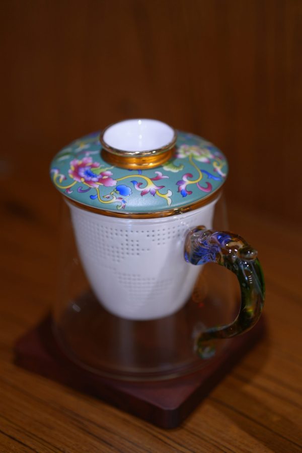 Imperial Palace Porcelain Infuser Tea Mug with Dragon Handle – Premium Heat-Resistant Glass Cup with Ceramic Filter & Lid for Loose Leaf Tea & Office Wellness