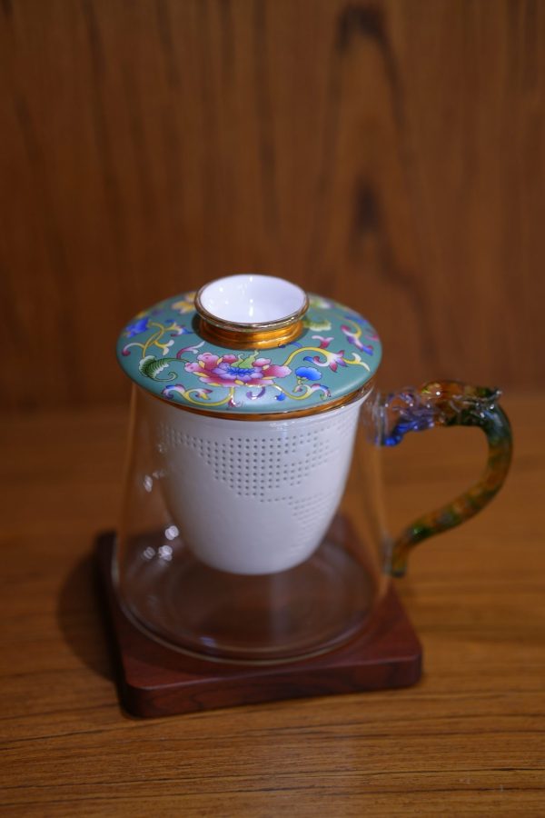 Imperial Palace Porcelain Infuser Tea Mug with Dragon Handle – Premium Heat-Resistant Glass Cup with Ceramic Filter & Lid for Loose Leaf Tea & Office Wellness